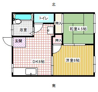 パークコーポB(2DK/2階)の間取り写真