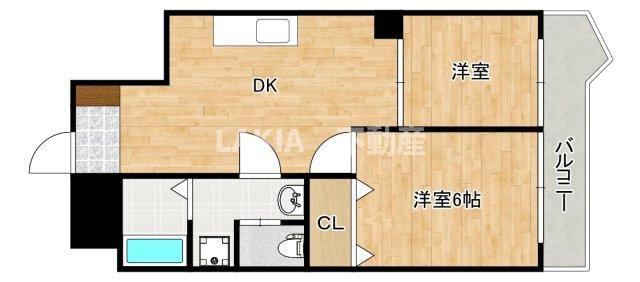 ヴィラ真田山(2DK/5階)の間取り写真