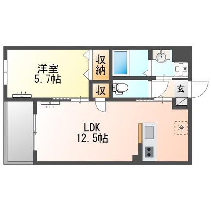 サンジュ(1LDK/2階)の間取り写真
