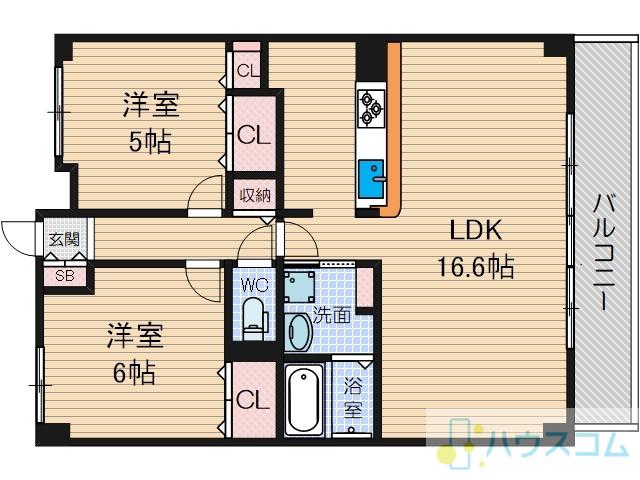 ネオコート上土室(2LDK/3階)の間取り写真