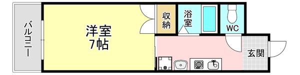 マリンアベニュー和布刈(1K/4階)の間取り写真