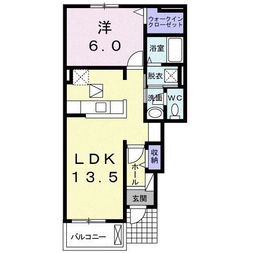 ソンリッサII(1LDK/1階)の間取り写真