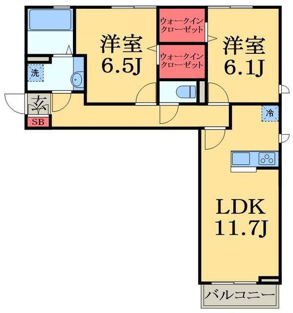 アメニティーなかにしⅣ(2LDK/3階)の間取り写真