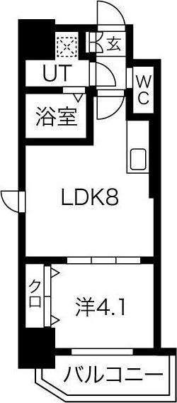ワールドアイ大阪緑地公園(1LDK/2階)の間取り写真