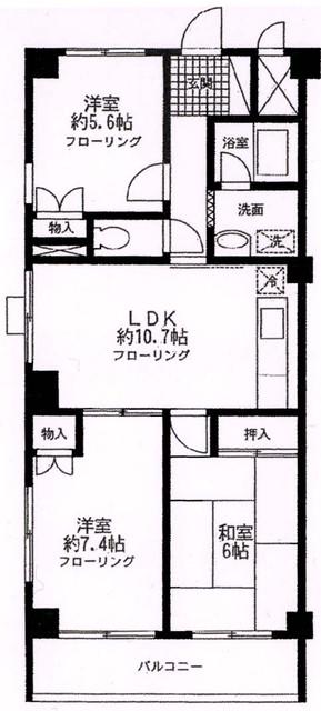 ウエストロード上石神井(3LDK/3階)の間取り写真