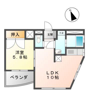 メゾン・ヴェルメイユII(1LDK/4階)の間取り写真