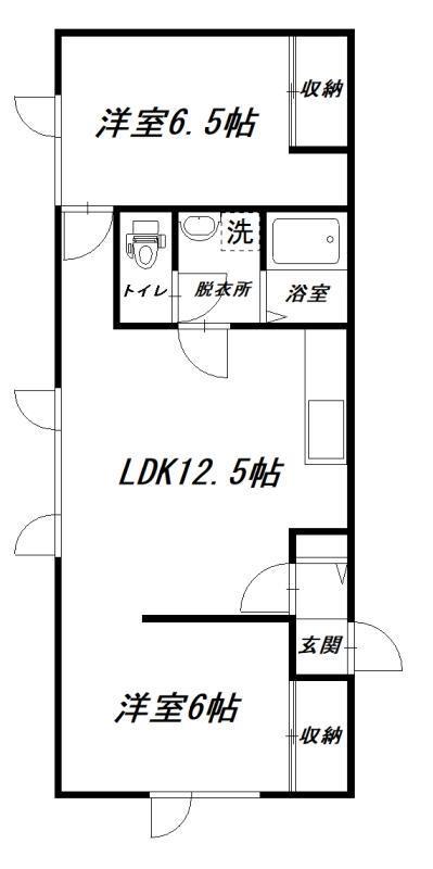 スターハイツ常磐公園(2LDK/1階)の間取り写真