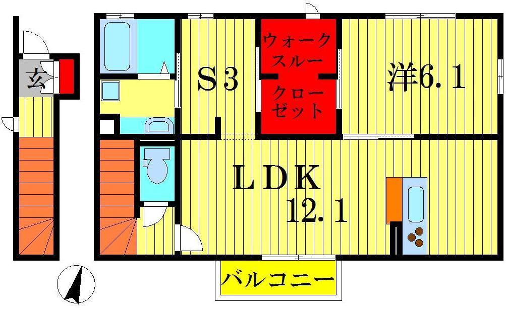 スペランツァ D(1SLDK/2階)の間取り写真