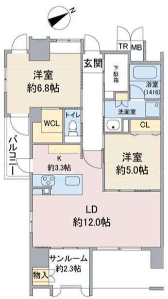 GRAND PALACE IKAI(2LDK/6階)の間取り写真