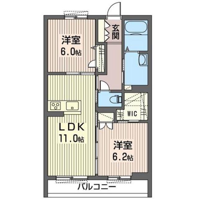 フォンテーヌ思水(2LDK/1階)の間取り写真