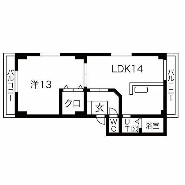 シャトーみずほ(1LDK/1階)の間取り写真