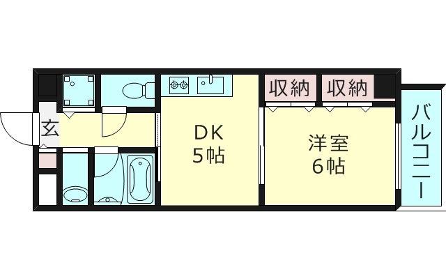 エスポワール城東(1DK/4階)の間取り写真