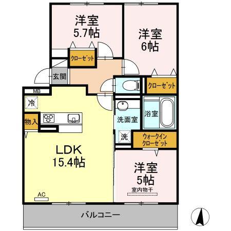 サンヒルズ守恒(3LDK/3階)の間取り写真