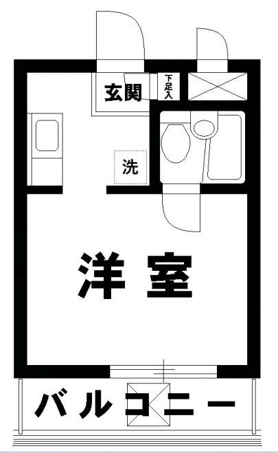 サンパレス目黒(ワンルーム/4階)の間取り写真