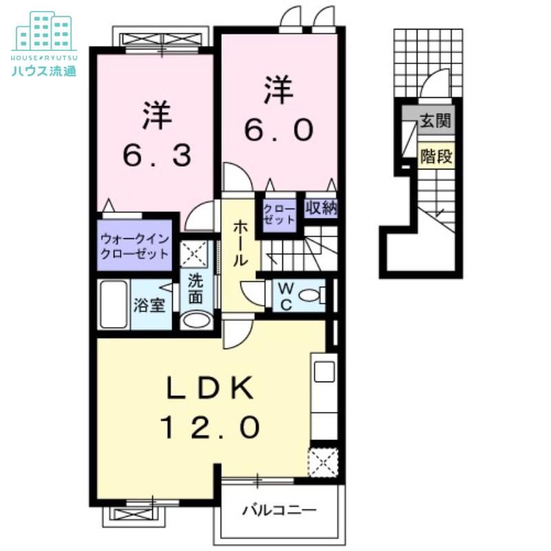 リヴァー サイド フラットI(2LDK/2階)の間取り写真