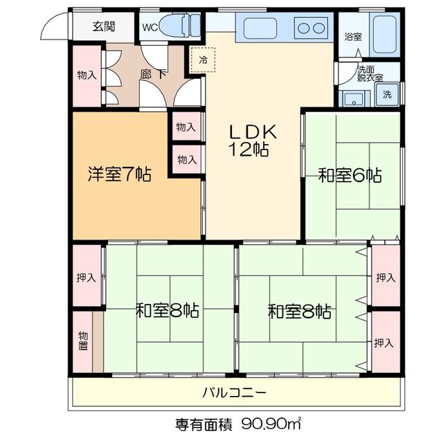 鈴木ハイツ(4LDK/2階)の間取り写真