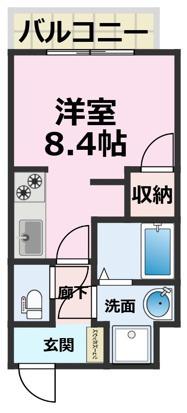 EXCEED御所東(1K/2階)の間取り写真