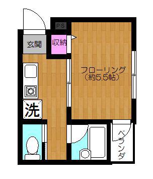 ストーリア末広(1K/2階)の間取り写真