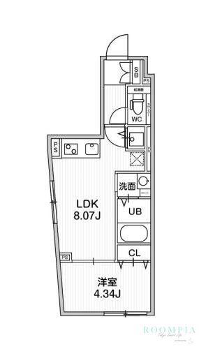 ALTERNA早稲田(1LDK/4階)の間取り写真