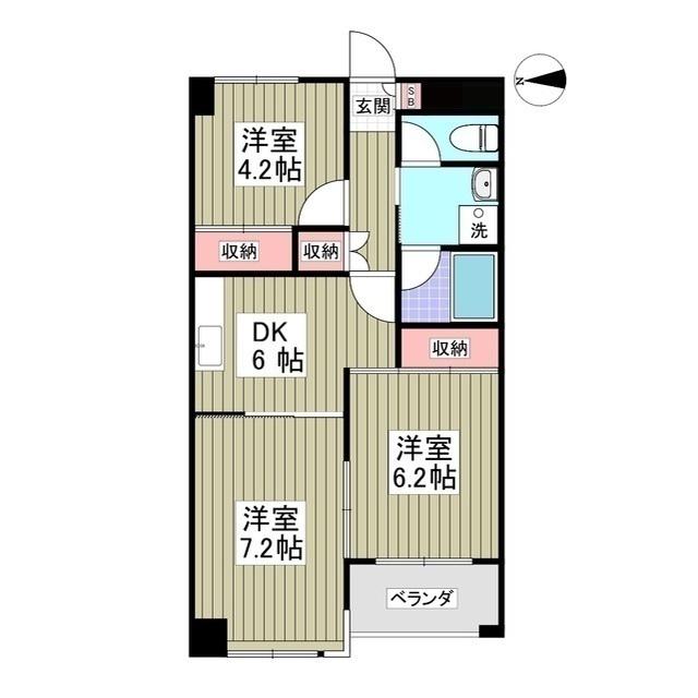 リバーサイド東信(3DK/5階)の間取り写真