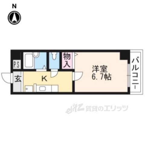 クレール山陵(1K/2階)の間取り写真