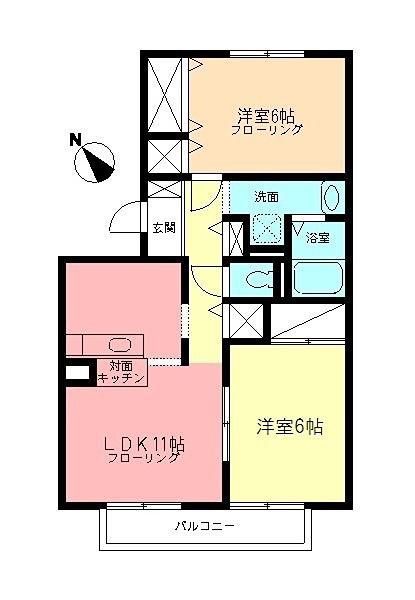 フォーレカメリア(2LDK/2階)の間取り写真