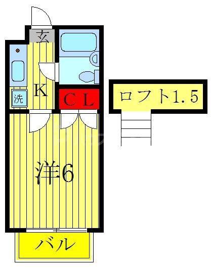 金杉ハイム(1K/1階)の間取り写真