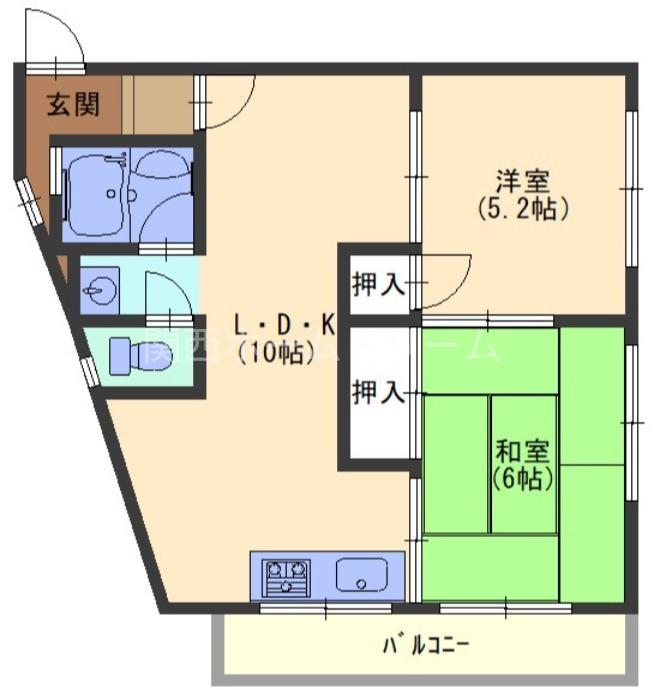 GMビル第三(2LDK/6階)の間取り写真