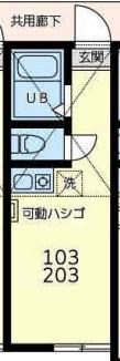 ユナイト元住吉ミ・ディスピア―チェ(ワンルーム/2階)の間取り写真
