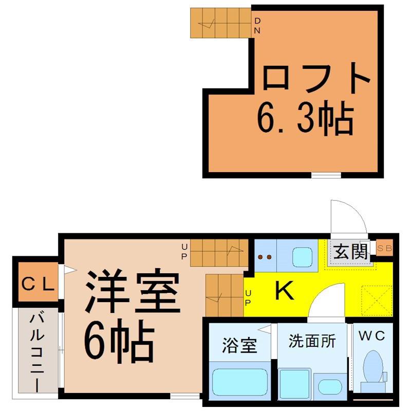 プレミアム ハウス .K(1K/1階)の間取り写真
