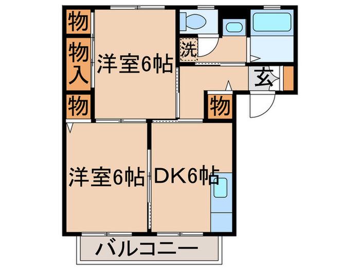 高州クリーンハウス2番館(2DK/2階)の間取り写真