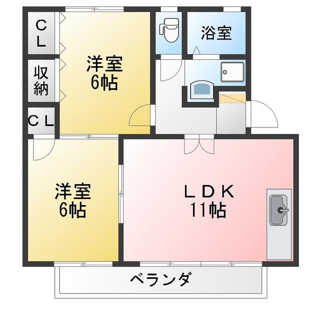 サン・リビエール(2LDK/2階)の間取り写真