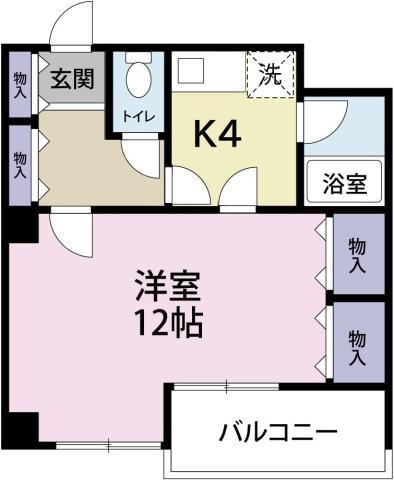 VISTA GRANDE 徳島駅前(1K/2階)の間取り写真