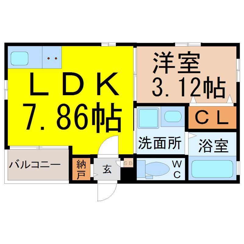 DLIFE権現通(1LDK/3階)の間取り写真