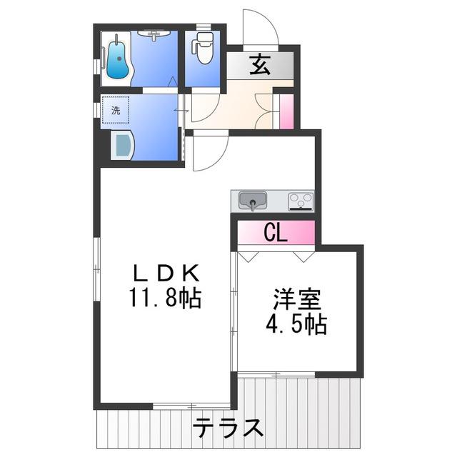 ハイツCL(1LDK/1階)の間取り写真