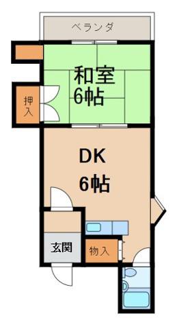 グランメール畑屋敷(1DK/2階)の間取り写真