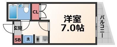 ドゥ・クレサンテーム(1K/3階)の間取り写真