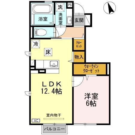 コレージュ・シャン・エスト(1LDK/1階)の間取り写真