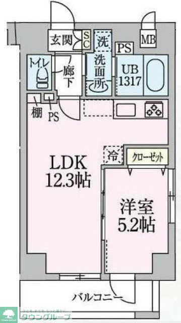 SERENTIO(1LDK/2階)の間取り写真