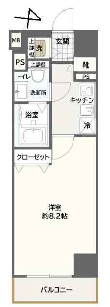 AXAS東京イーストガーデン(1K/4階)の間取り写真