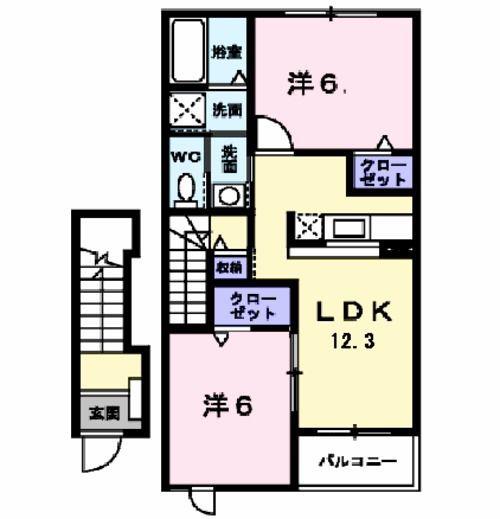 モジョ・コロレB(2LDK/2階)の間取り写真