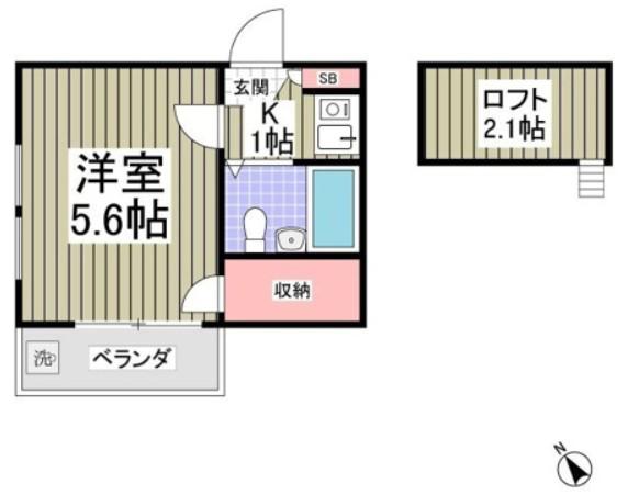 リブレス松原団地I(1K/2階)の間取り写真