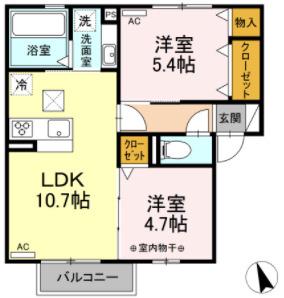 メゾン アナベル(2LDK/1階)の間取り写真