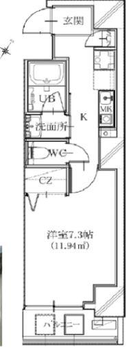 グランジット日本橋浜町(1K/5階)の間取り写真