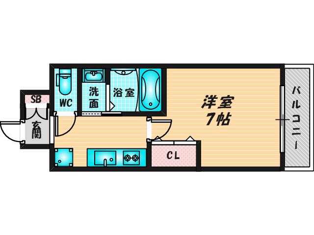 LUXE布施東(1K/2階)の間取り写真