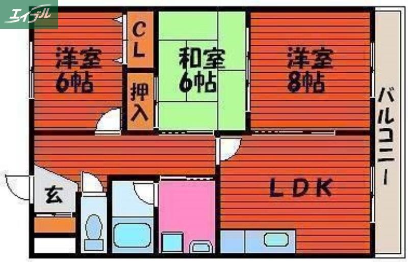 レジデンス泉(3DK/1階)の間取り写真