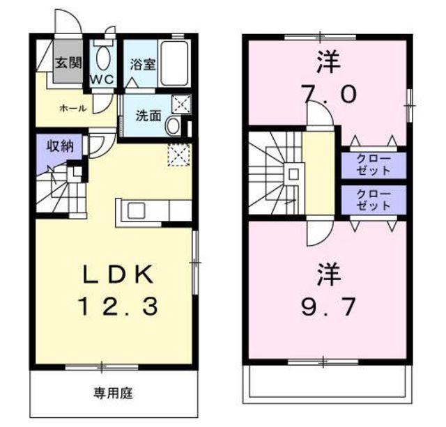パストラルB(2LDK/1階)の間取り写真