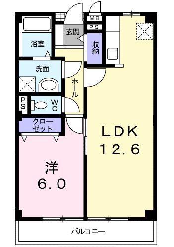 エスポワール(1LDK/2階)の間取り写真