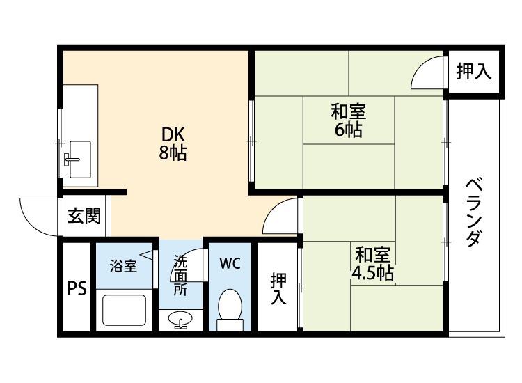 メゾン富田(2DK/2階)の間取り写真
