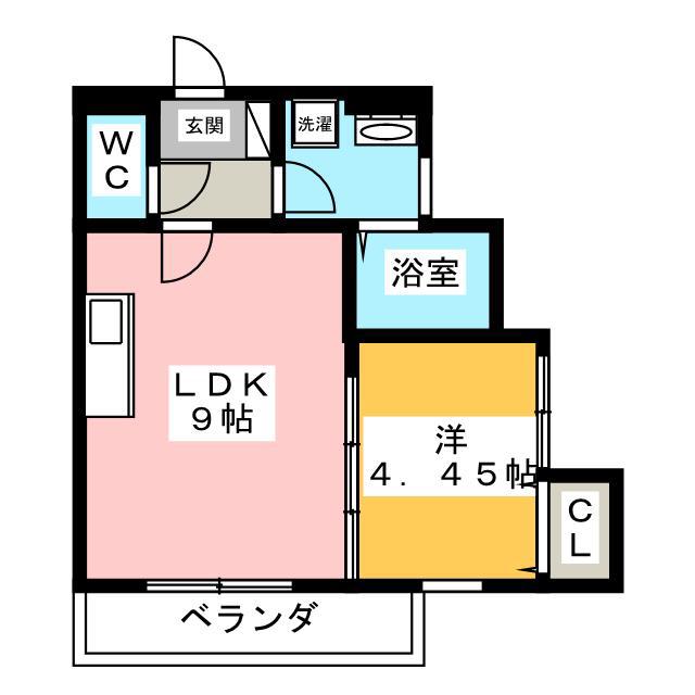 クオーレ横浜(1LDK/2階)の間取り写真